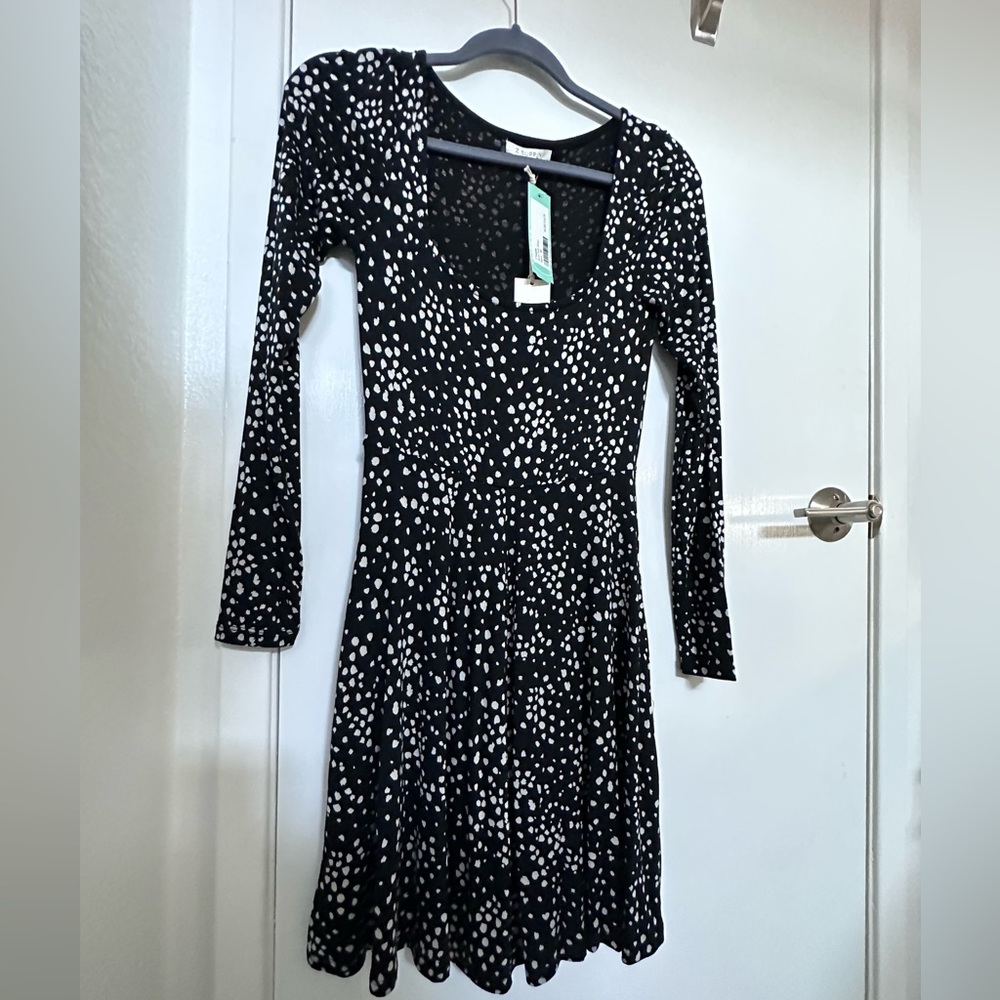 Xs long sleeve dress - short petite polka dot never worn